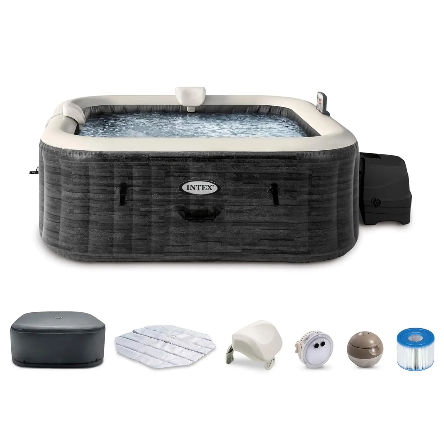 PureSpa Greystone Deluxe 6 Person Square Inflatable Hot Tub, Bubble Massage Spa Set with Energy Efficient Cover, 2, Custom
PureSpa Greystone Deluxe 6 Person Square Inflatable Hot Tub, Bubble Massage Spa Set with Energy Efficient Cover, 2, Custom