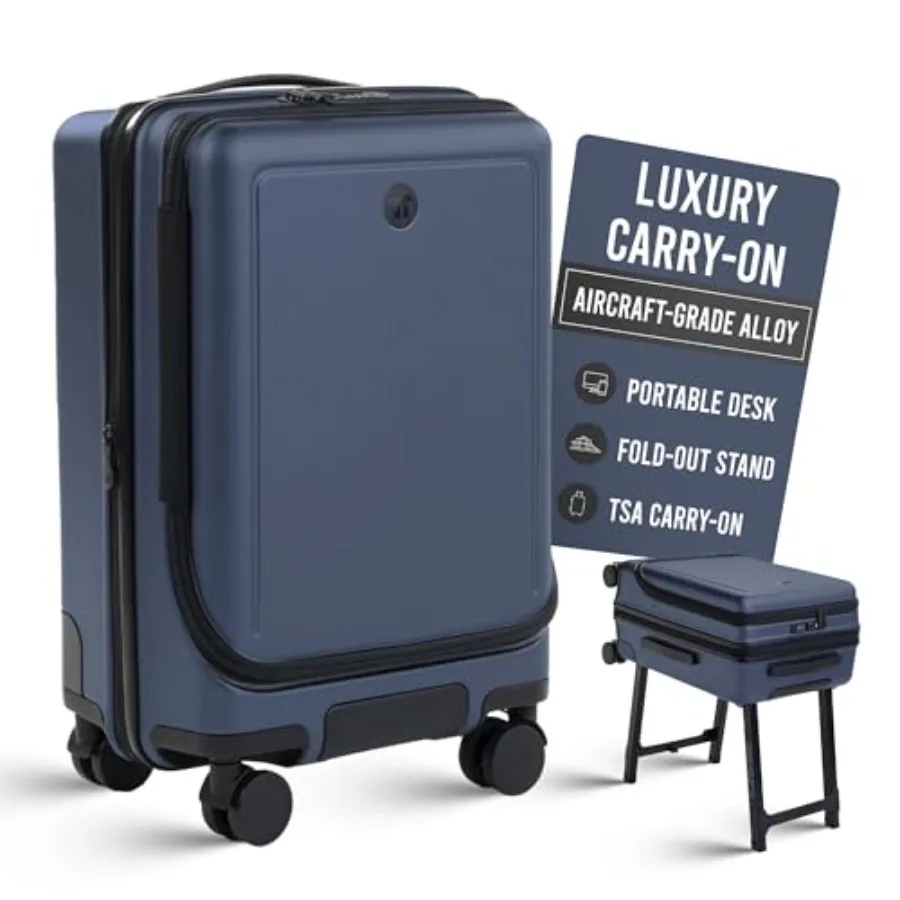 Business Travel: 22 Luxury Carry-on Luggage with Wheels, Aluminum Alloy, Black, Expandable Lightweight with Built-In Desk Stand
Business Travel: 22 Luxury Carry-on Luggage with Wheels, Aluminum Alloy, Black, Expandable Lightweight with Built-In Desk Stand