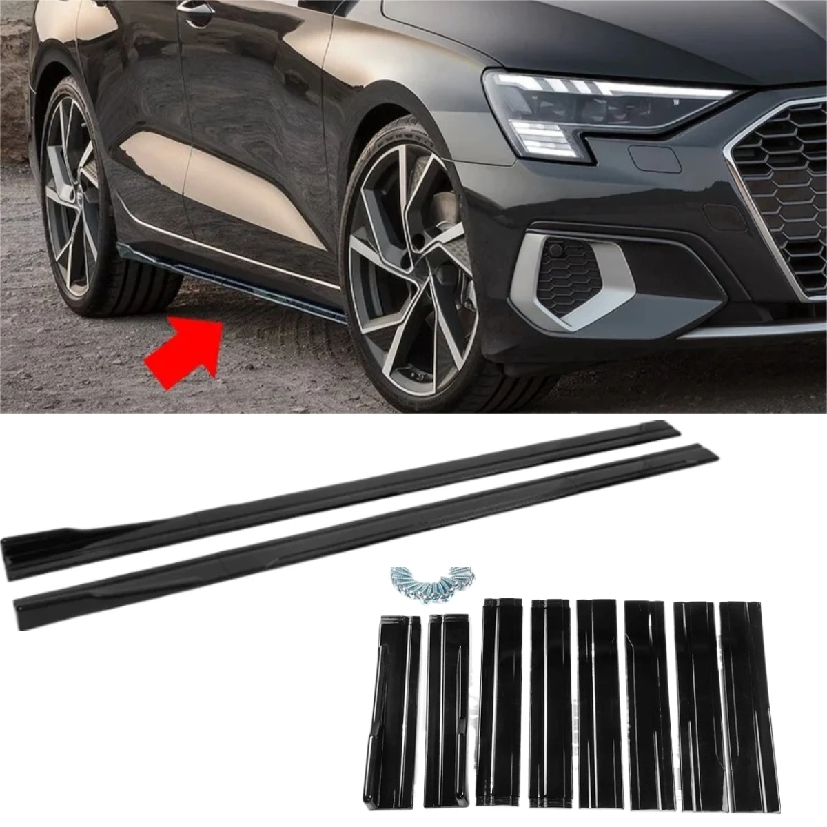 For 2013+ Audi A3 A4 A5 S-Line RS3 8V Sedan Painted Gloss Black Side Skirts Extension Splitters Rocker Panel Accessories
For 2013+ Audi A3 A4 A5 S-Line RS3 8V Sedan Painted Gloss Black Side Skirts Extension Splitters Rocker Panel Accessories