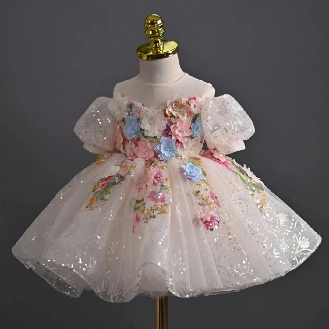 Customized Flower Girl Dress For Wedding Appliques Glitter Pearls Short Sleeve Elegant Kids Birthday Party First Communion Gown
Customized Flower Girl Dress For Wedding Appliques Glitter Pearls Short Sleeve Elegant Kids Birthday Party First Communion Gown