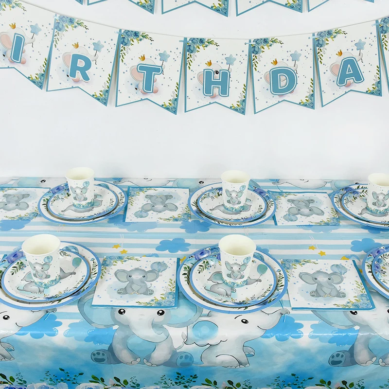 Happy Birthday Party Decoration Disposable Tableware Blue Elephant Paper Towels Paper Cups Tablecloths Banners Party Supplies
Happy Birthday Party Decoration Disposable Tableware Blue Elephant Paper Towels Paper Cups Tablecloths Banners Party Supplies