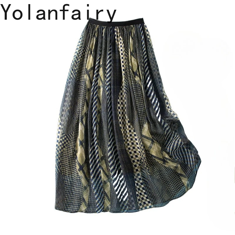 YOLANFAIRY 100% Real Mulberry Silk Skirts for Women Summer 2026 Fashion Plaid Skirt Elastic Waist Elegant Skirt Woman Clothing
YOLANFAIRY 100% Real Mulberry Silk Skirts for Women Summer 2026 Fashion Plaid Skirt Elastic Waist Elegant Skirt Woman Clothing