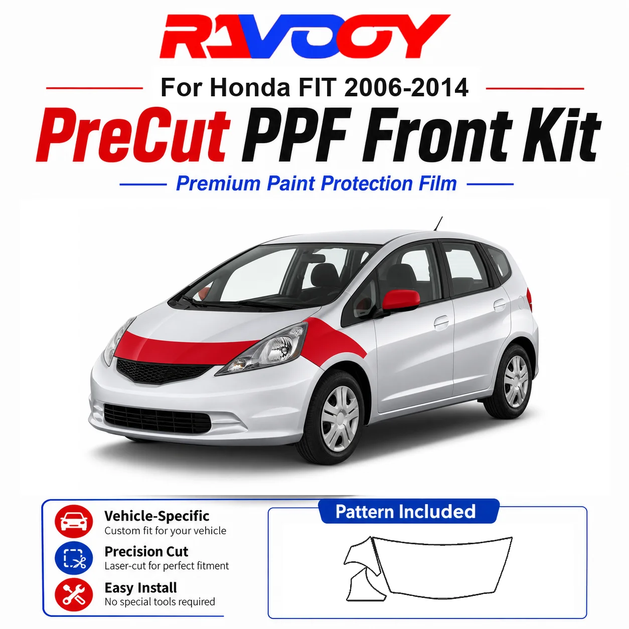 8.5mil TPU Precut PPF Kit For Honda FIT 2006-2014 - Hood, Partial Fenders & Full Mirror Set - Self-Healing Gloss Clear Bra Film
8.5mil TPU Precut PPF Kit For Honda FIT 2006-2014 - Hood, Partial Fenders & Full Mirror Set - Self-Healing Gloss Clear Bra Film
