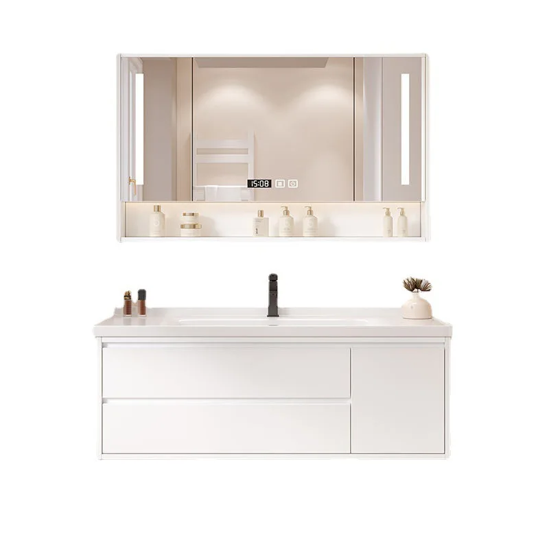 L Modern smart bathroom cabinet combination ceramic integrated basin solid wood mirror cabinet simple bathroom sink set
L Modern smart bathroom cabinet combination ceramic integrated basin solid wood mirror cabinet simple bathroom sink set