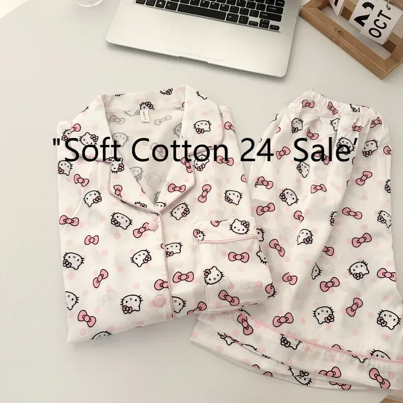 White Hello Kitty Loungewear New Cotton Short Sleeve Shorts Hello Kitty Two-piece Casual Ladies Sanrio Loungewear Set
White Hello Kitty Loungewear New Cotton Short Sleeve Shorts Hello Kitty Two-piece Casual Ladies Sanrio Loungewear Set