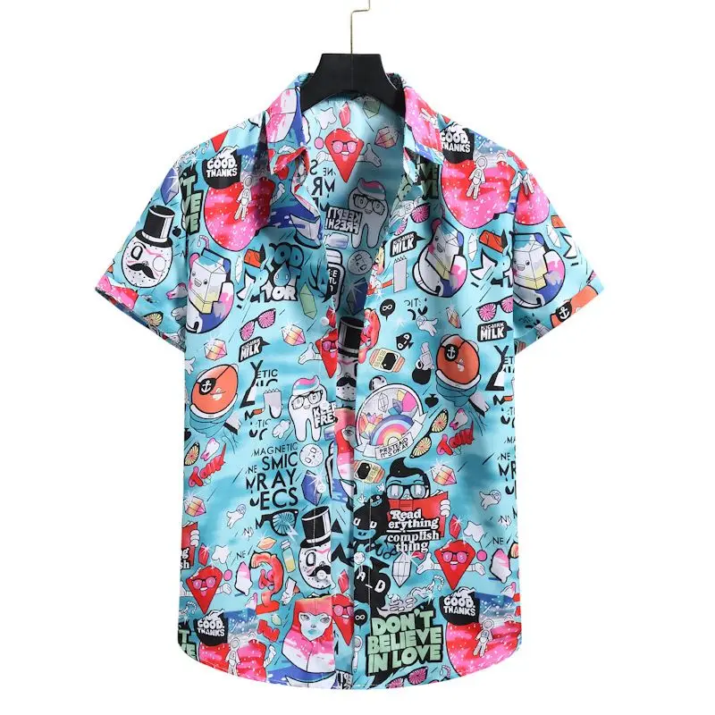 Summer Mens Patchwork Printed Hawaiian Loose Shirt Youth Fashion Short Sleeve Sharp Collar Color Woven Fabric Iron Free Shirt
Summer Mens Patchwork Printed Hawaiian Loose Shirt Youth Fashion Short Sleeve Sharp Collar Color Woven Fabric Iron Free Shirt