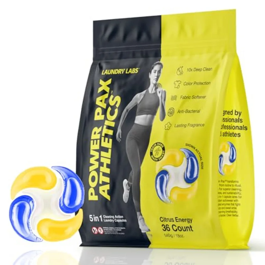 PowerPax Athletics 5-in-1 Laundry Detergent Pods, Cleaning for Everyday Laundry + Activewear, Enzyme Odor and Stain Remover, He
PowerPax Athletics 5-in-1 Laundry Detergent Pods, Cleaning for Everyday Laundry + Activewear, Enzyme Odor and Stain Remover, He