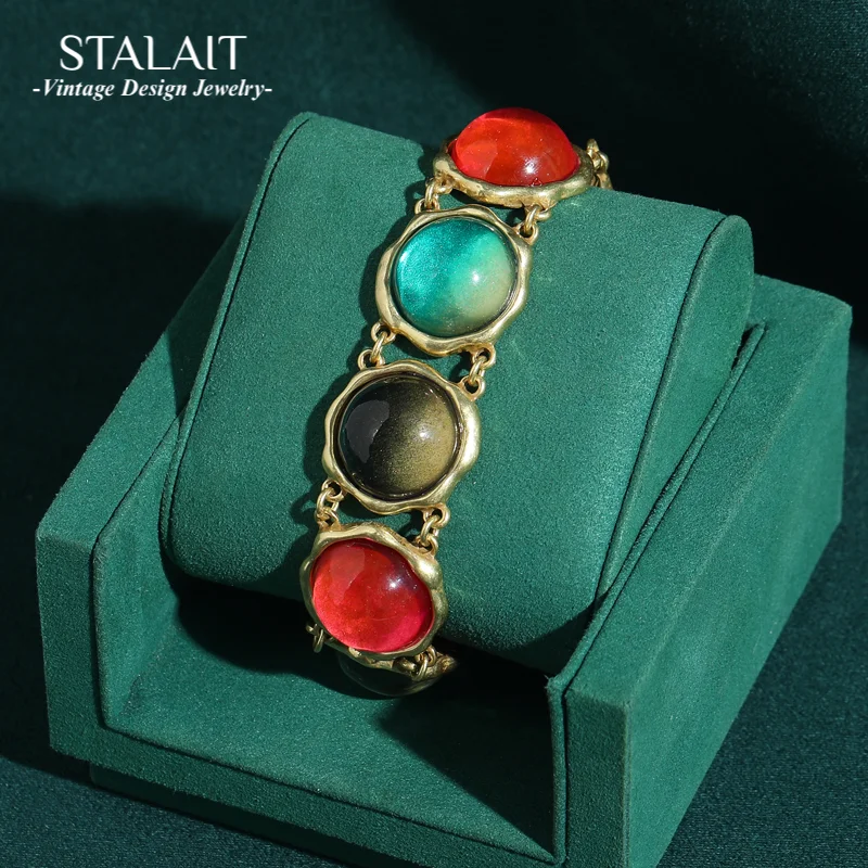 Vintage Charm Colored Round Glass Bracelets Round For Women Natural Antique Gold Color Christmas Style Accessories Gift 2025 New
Vintage Charm Colored Round Glass Bracelets Round For Women Natural Antique Gold Color Christmas Style Accessories Gift 2025 New