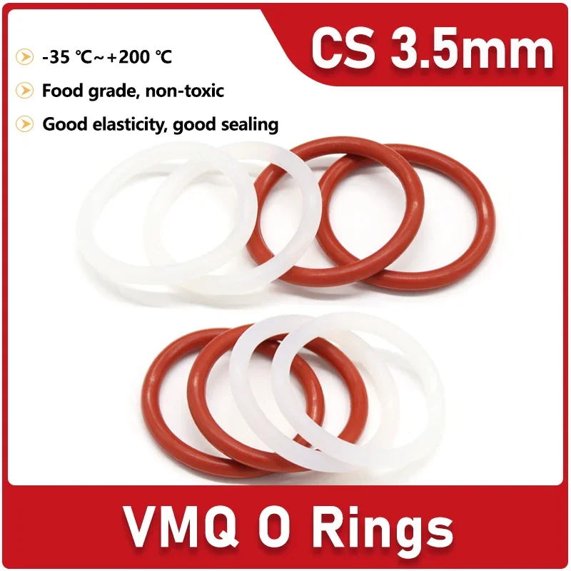 10Pcs Food Grade VMQ Silicon O Ring Gasket CS 3.5mm OD 10mm ~ 85mm Round Washer O Shape Silicone Rubber Sealing Gaskets
10Pcs Food Grade VMQ Silicon O Ring Gasket CS 3.5mm OD 10mm ~ 85mm Round Washer O Shape Silicone Rubber Sealing Gaskets