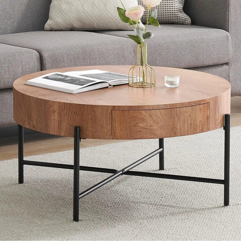 Round Wooden Coffee Table with Drawers and Storage, Natural for Living Room
Round Wooden Coffee Table with Drawers and Storage, Natural for Living Room