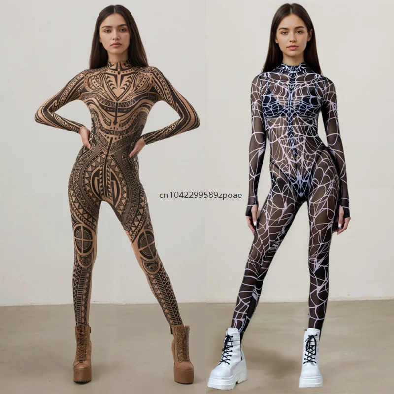 Retro Tribal Sheer Mesh Print Jumpsuit Gothic Women Halloween Cosplay Bodysuit Costume Festival Party Stage Show Zentai Costumes
Retro Tribal Sheer Mesh Print Jumpsuit Gothic Women Halloween Cosplay Bodysuit Costume Festival Party Stage Show Zentai Costumes