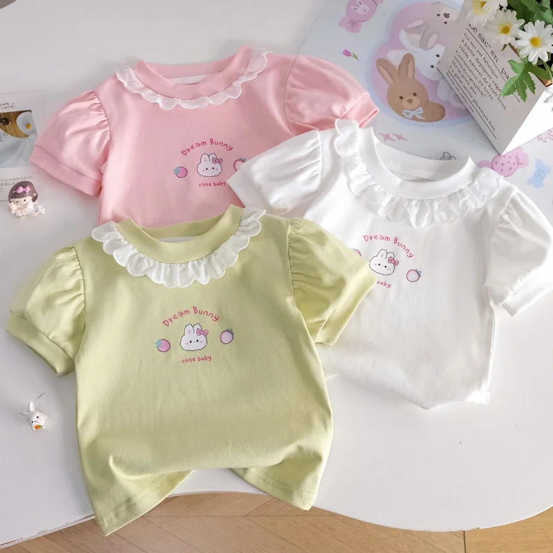 Girls' Summer Sweet Cute Fun AdorableTNew Cartoon Lace Collar Stylish Baby Summer Short Sleeve Base Shirt
Girls' Summer Sweet Cute Fun AdorableTNew Cartoon Lace Collar Stylish Baby Summer Short Sleeve Base Shirt
