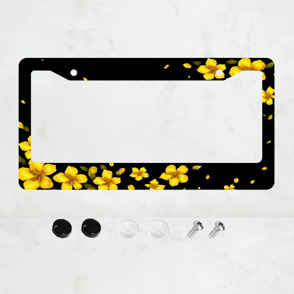 1PC 2-Hole License Plate Frame, Yellow Floral Design, Aluminum, 6x12 Inches, with Screws, Retro Novelty Car Decoration Gift
1PC 2-Hole License Plate Frame, Yellow Floral Design, Aluminum, 6x12 Inches, with Screws, Retro Novelty Car Decoration Gift
