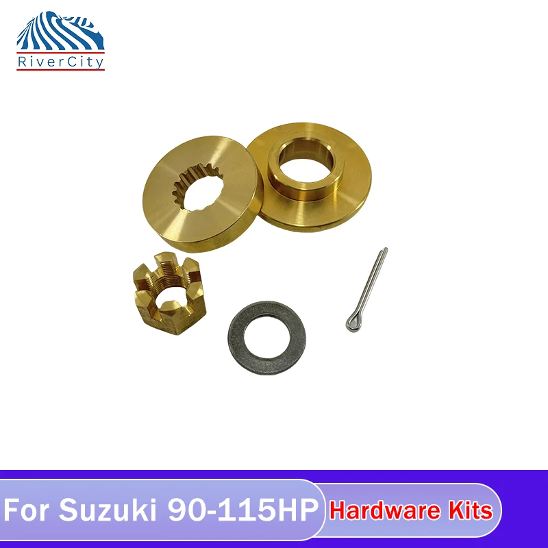 River City Propeller Hardware Kits Fit for Suzuki 90-115HP Outboard Motor, Thrust Washer Spacer Washer Nut,Cotton Pin Included
River City Propeller Hardware Kits Fit for Suzuki 90-115HP Outboard Motor, Thrust Washer Spacer Washer Nut,Cotton Pin Included