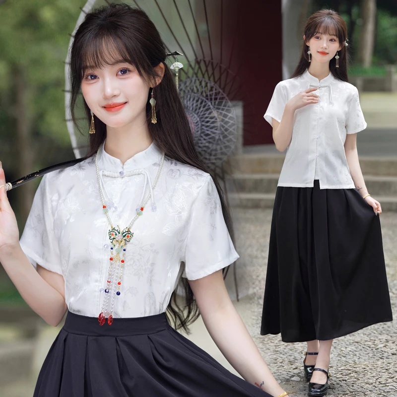Retro Chinese Sle Simple Stand Collar ort Sve Slimming Embroidered irt Improved Version for Young Women Summer 2024
Retro Chinese Sle Simple Stand Collar ort Sve Slimming Embroidered irt Improved Version for Young Women Summer 2024
