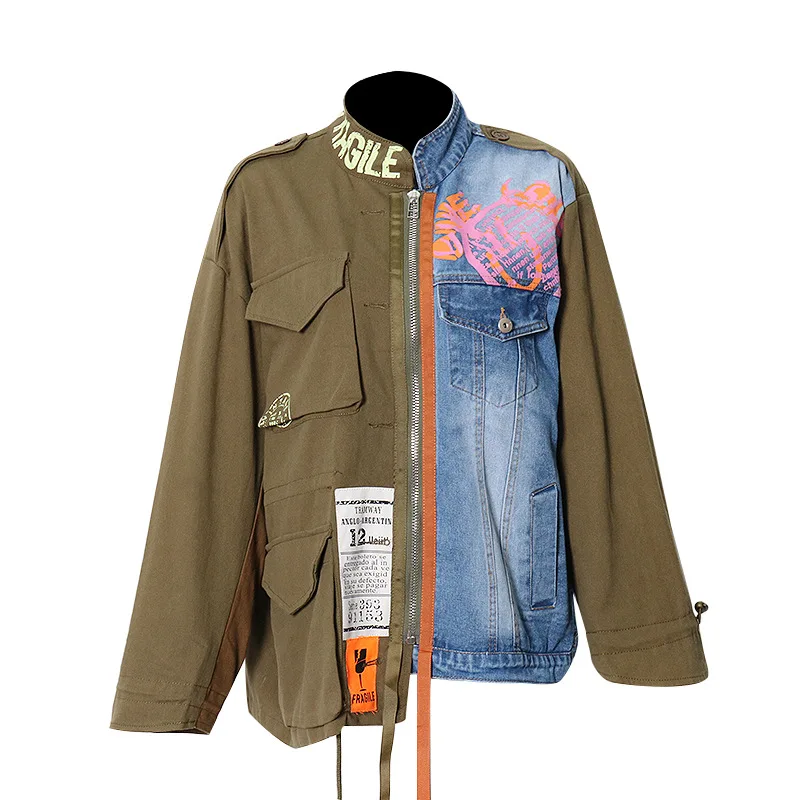 SuperAen Street Denim Jacket 2023 Autumn Winter New Irregular Contrast Color Patchwork Stand Collar Jacket Coat
SuperAen Street Denim Jacket 2023 Autumn Winter New Irregular Contrast Color Patchwork Stand Collar Jacket Coat
