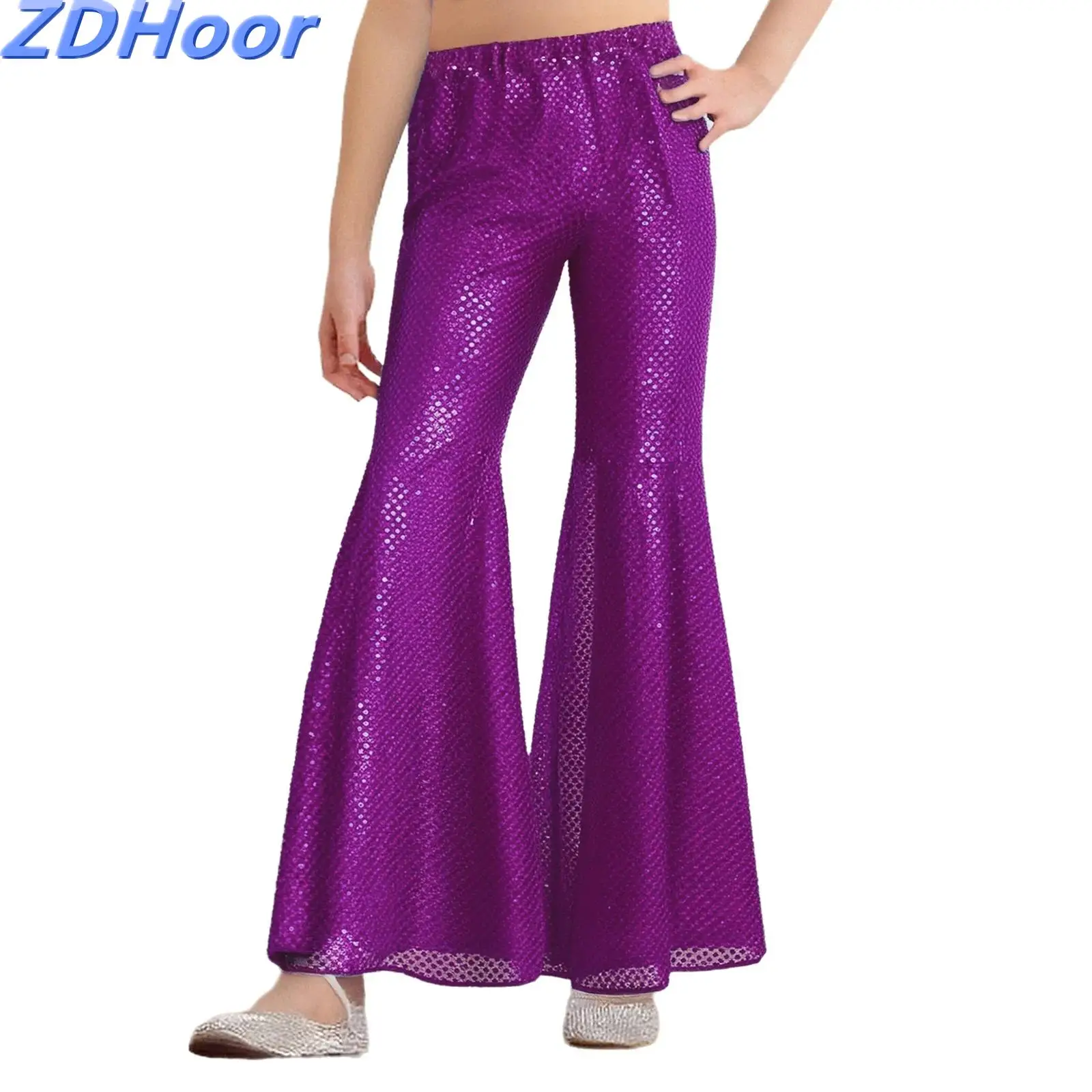 Kids Girls Sparkling Sequins Dance Pants Flared Pants Elastic Waistband Bell-Bottom Trousers for Hip-Hop Jazz Dancewear
Kids Girls Sparkling Sequins Dance Pants Flared Pants Elastic Waistband Bell-Bottom Trousers for Hip-Hop Jazz Dancewear