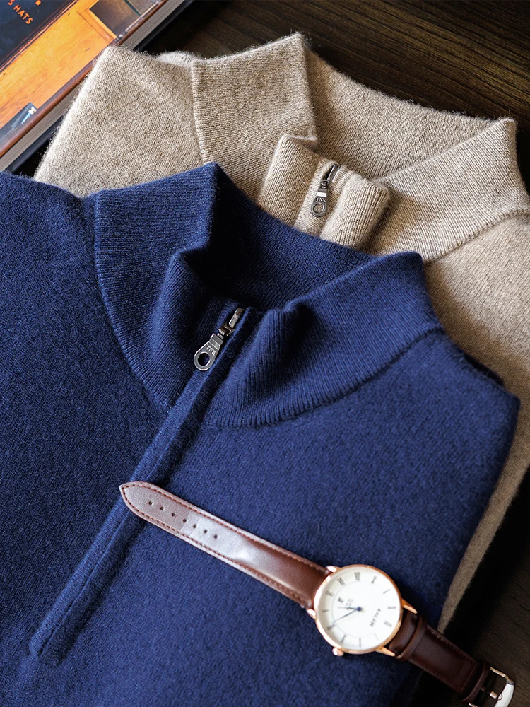 100% pure cashmere sweater for men's half turtleneck zipper pullover long sleeve solid color
100% pure cashmere sweater for men's half turtleneck zipper pullover long sleeve solid color