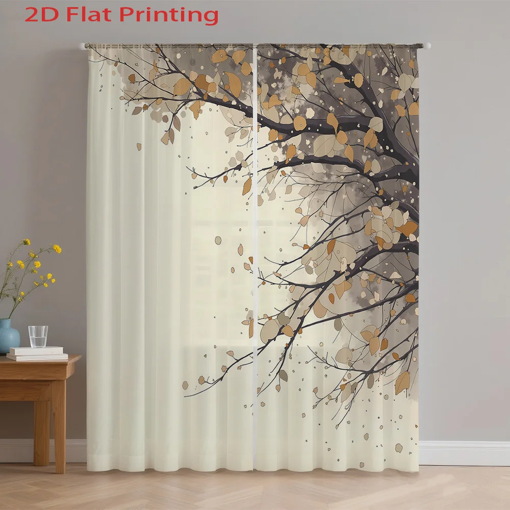 2D FLAT 2pcs Sheer Curtains Tree Branch Leaves Autumn Pattern Rod Pocket Window Drapes, Filtering Panels for Bedroom Living Room
2D FLAT 2pcs Sheer Curtains Tree Branch Leaves Autumn Pattern Rod Pocket Window Drapes, Filtering Panels for Bedroom Living Room