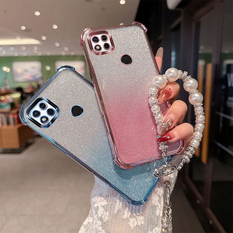 Gradient Glitter Shockproof TPU Phone Case with Luxury Pearl Chain Wrist Strap For Xiaomi Redmi 9C NFC 10A 4G 9 Activ Back Case
Gradient Glitter Shockproof TPU Phone Case with Luxury Pearl Chain Wrist Strap For Xiaomi Redmi 9C NFC 10A 4G 9 Activ Back Case
