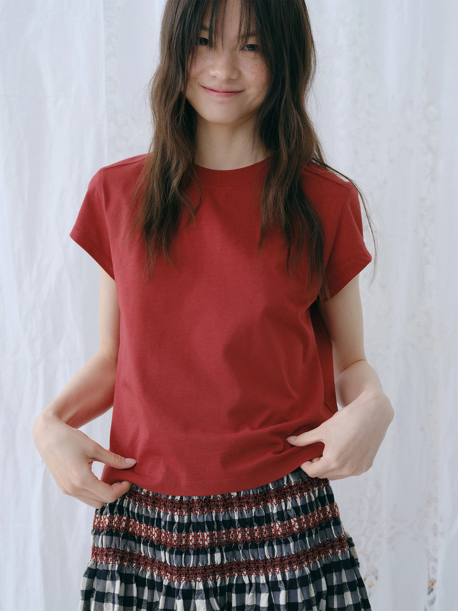 Simple Stylish Pure Cotton Shoulder Design T-Shirt Short Sleeve Charcoal Grey Tomato Red Long Term Wardrobe Basic Ladies Top
Simple Stylish Pure Cotton Shoulder Design T-Shirt Short Sleeve Charcoal Grey Tomato Red Long Term Wardrobe Basic Ladies Top
