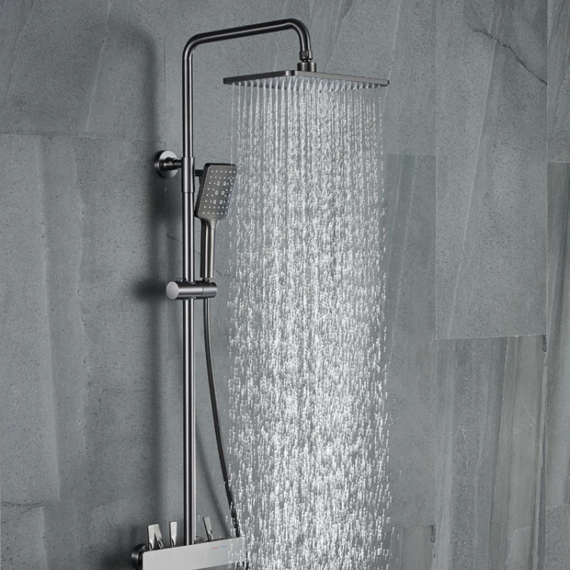 Gun gray shower shower set, bathroom, all copper, household exposed bathroom, cold and hot rain shower
Gun gray shower shower set, bathroom, all copper, household exposed bathroom, cold and hot rain shower