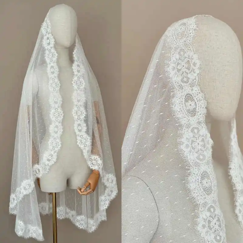 Polka Dot Tulle Wedding Veil Scalloped Floral Lace Edge Bridal Veil Formal Bridal Accessory Romantic Bridal Headpiece Customized
Polka Dot Tulle Wedding Veil Scalloped Floral Lace Edge Bridal Veil Formal Bridal Accessory Romantic Bridal Headpiece Customized