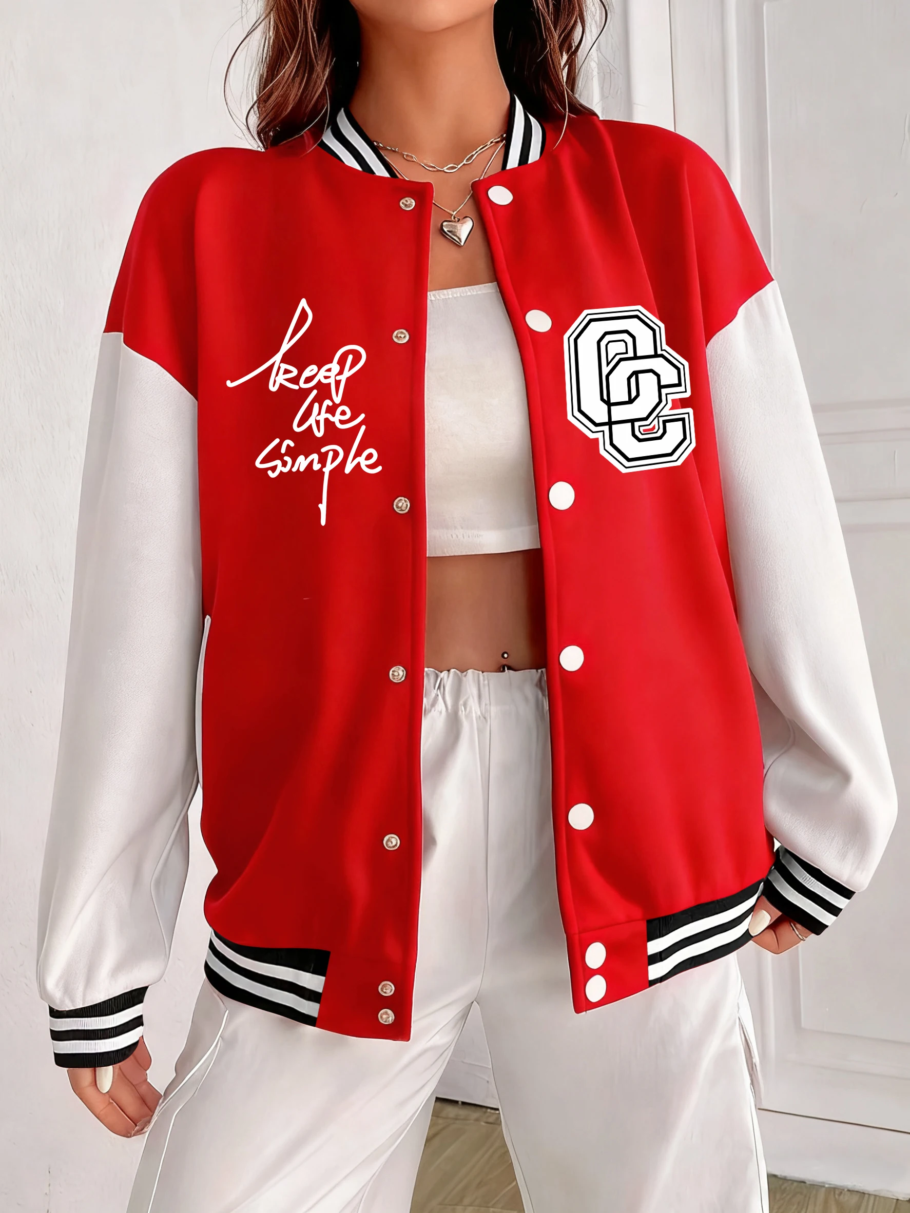 Женская уличная хлопковая куртка Keep Life с буквами O и C, красочная свободная бейсбольная форма, осенняя универсальная одежда 
Женская уличная хлопковая куртка Keep Life с буквами O и C, красочная свободная бейсбольная форма, осенняя универсальная одежда
