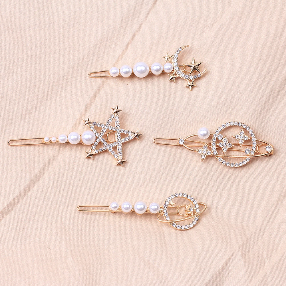 4 Pcs Rhinestone Hair Clips Golden Metal Girls Headdresses Pearl Charms Design Elegant Accessories Wedding Party Hair
4 Pcs Rhinestone Hair Clips Golden Metal Girls Headdresses Pearl Charms Design Elegant Accessories Wedding Party Hair