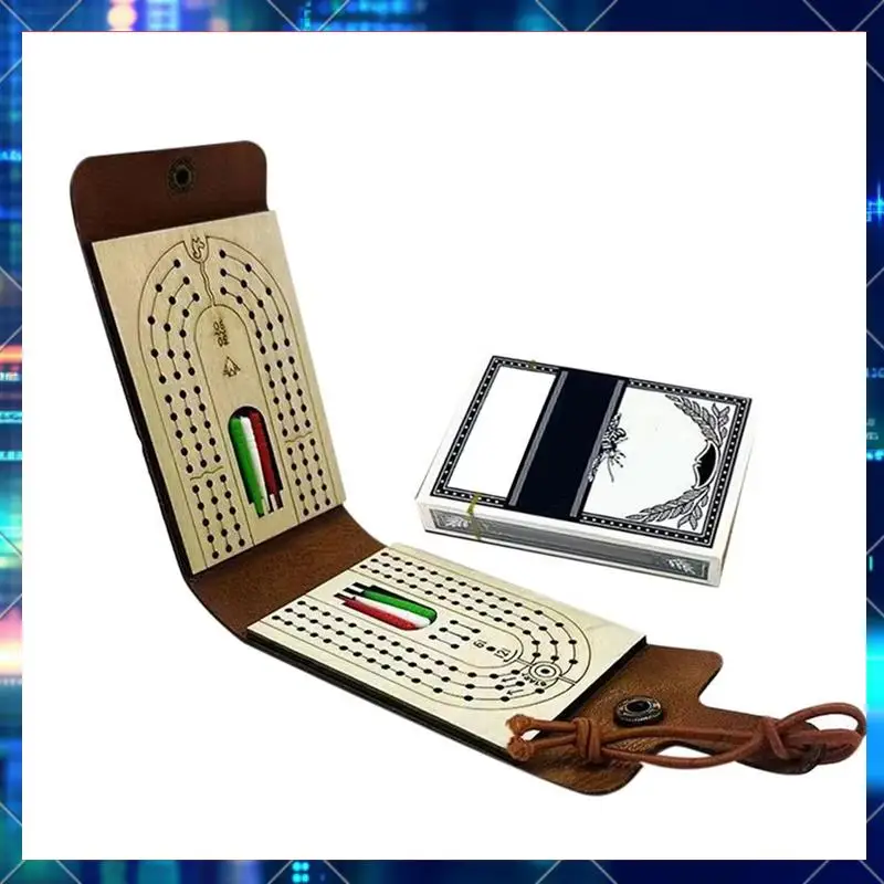 Folding Cribbage Board Game Set Fun Table Game With Wooden Board Faux Leather Case Classic Cribbage Game With Full Deck-AA02
Folding Cribbage Board Game Set Fun Table Game With Wooden Board Faux Leather Case Classic Cribbage Game With Full Deck-AA02