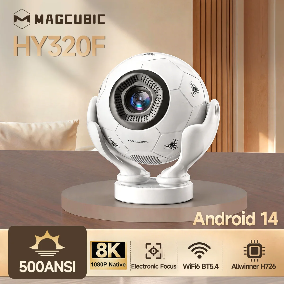Magcubic HY320F Android 14 8K 500ANSI Projector Wifi6 BT5.4 Voice Control Projector Creative Football Styling Movie Home Theater
Magcubic HY320F Android 14 8K 500ANSI Projector Wifi6 BT5.4 Voice Control Projector Creative Football Styling Movie Home Theater