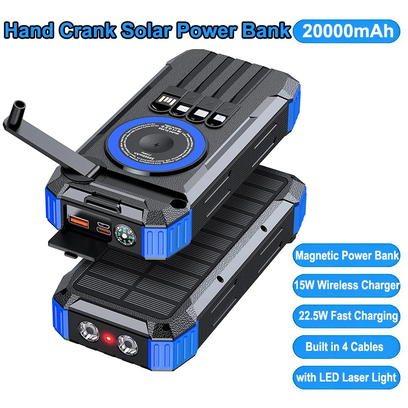 20000mAh Hand Crank Solar Power Bank Magnetic Wireless 22.5W Fast Charging External Battery For Magsafe iPhone 17 iWatch Airpods
20000mAh Hand Crank Solar Power Bank Magnetic Wireless 22.5W Fast Charging External Battery For Magsafe iPhone 17 iWatch Airpods
