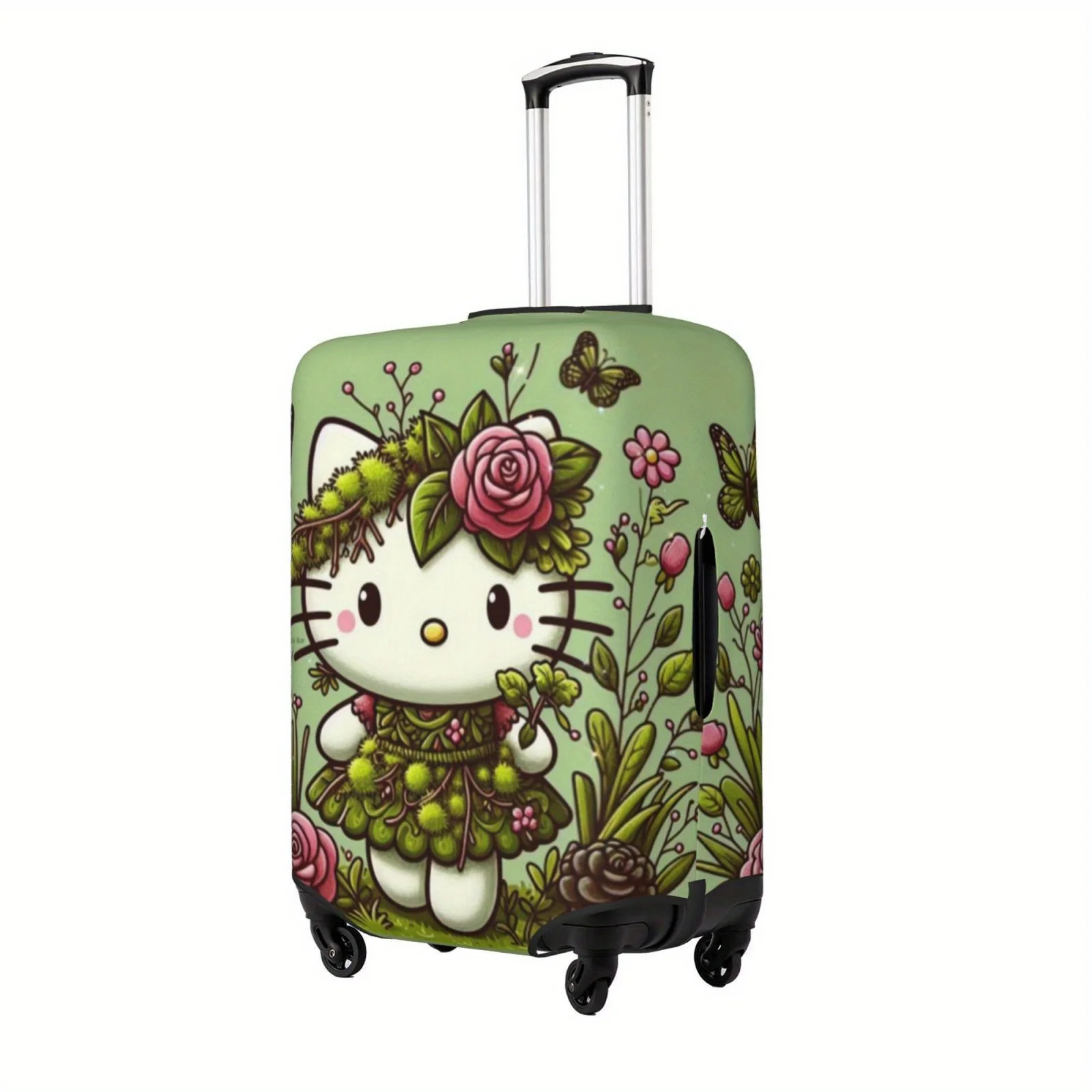 Sanrio Hello Kitty Floral Luggage Cover - Vibrant Green Design with Pink Roses and Cranberries Durable Polyester Dust Cover
Sanrio Hello Kitty Floral Luggage Cover - Vibrant Green Design with Pink Roses and Cranberries Durable Polyester Dust Cover