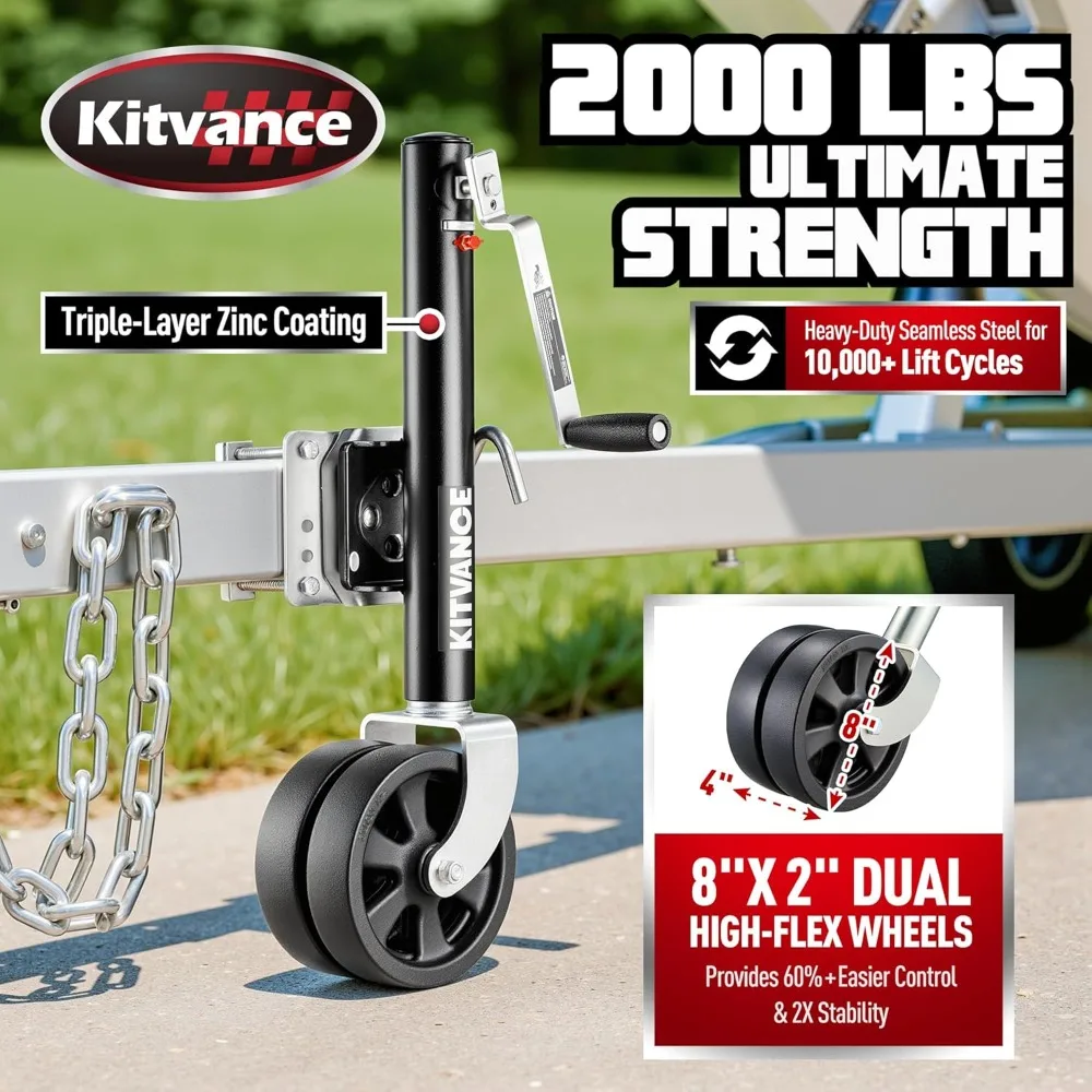 Домкрат для прицепа для тяжелых условий эксплуатации, 2000 фунтов, с двойными колесами 8 дюймов, съемной ручкой, вертикальным ходом 12 дюймов
Домкрат для прицепа для тяжелых условий эксплуатации, 2000 фунтов, с двойными колесами 8 дюймов, съемной ручкой, вертикальным ходом 12 дюймов