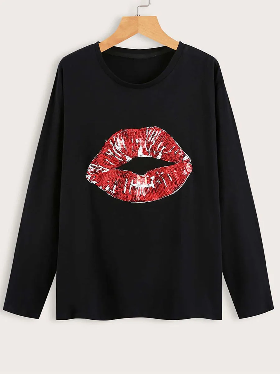 2024 Autumn Plus Size T-shirt Sexy Lips 3D Pattern Printed Casual Fashion Long-sleeved Capless Round-neck Sweatshirt Women
2024 Autumn Plus Size T-shirt Sexy Lips 3D Pattern Printed Casual Fashion Long-sleeved Capless Round-neck Sweatshirt Women