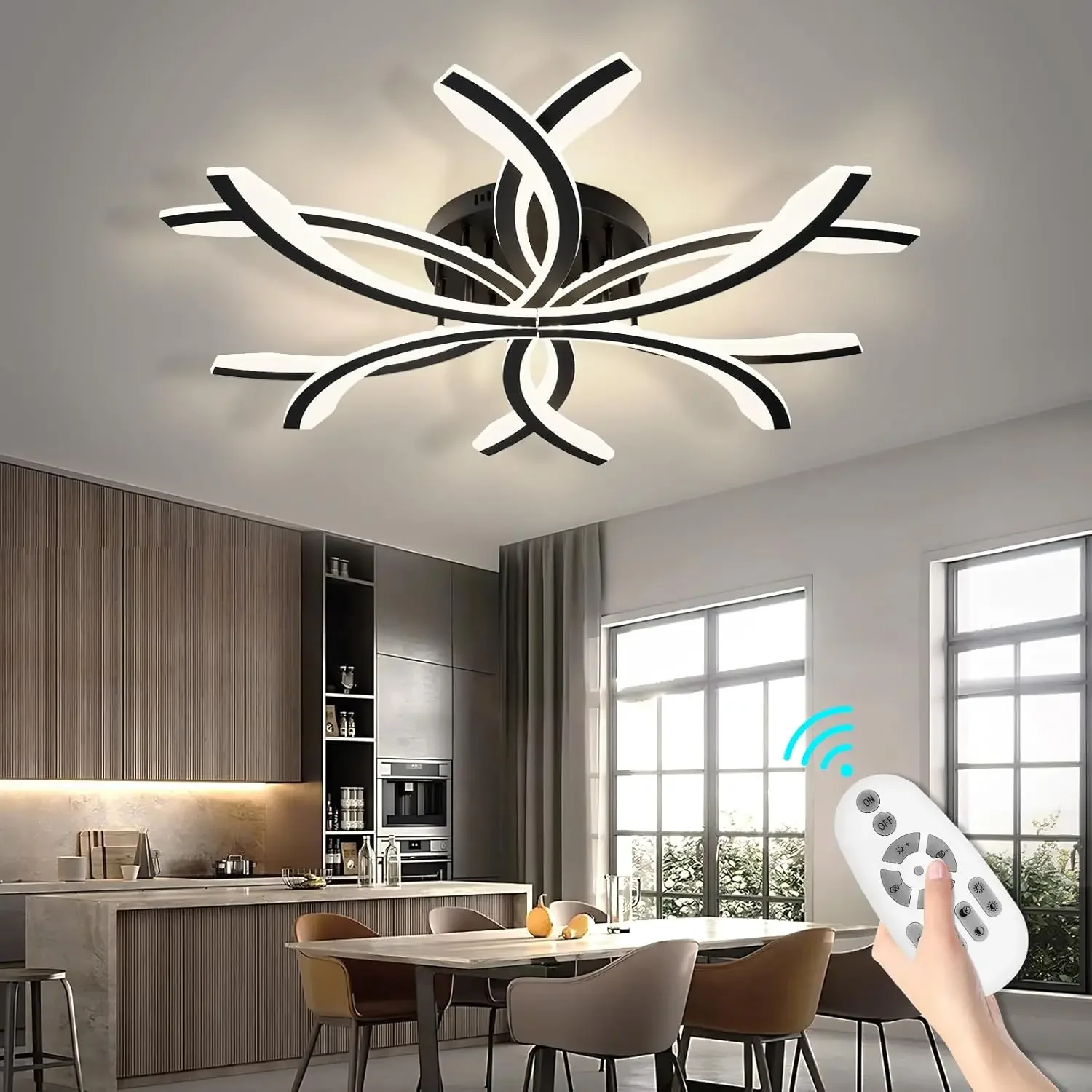 Modern LED Flush Mount Ceiling Light - 12 Lights Dimmable Close-to-Ceiling Fixture with Remote Control, 144W 3000K-6500K Adjusta
Modern LED Flush Mount Ceiling Light - 12 Lights Dimmable Close-to-Ceiling Fixture with Remote Control, 144W 3000K-6500K Adjusta