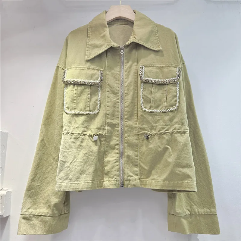 SuperAen Drawstring Waist Color-blocking Polo Collar Short Jacket for Women Spring New Loose Fashion Diamond Jacket
SuperAen Drawstring Waist Color-blocking Polo Collar Short Jacket for Women Spring New Loose Fashion Diamond Jacket