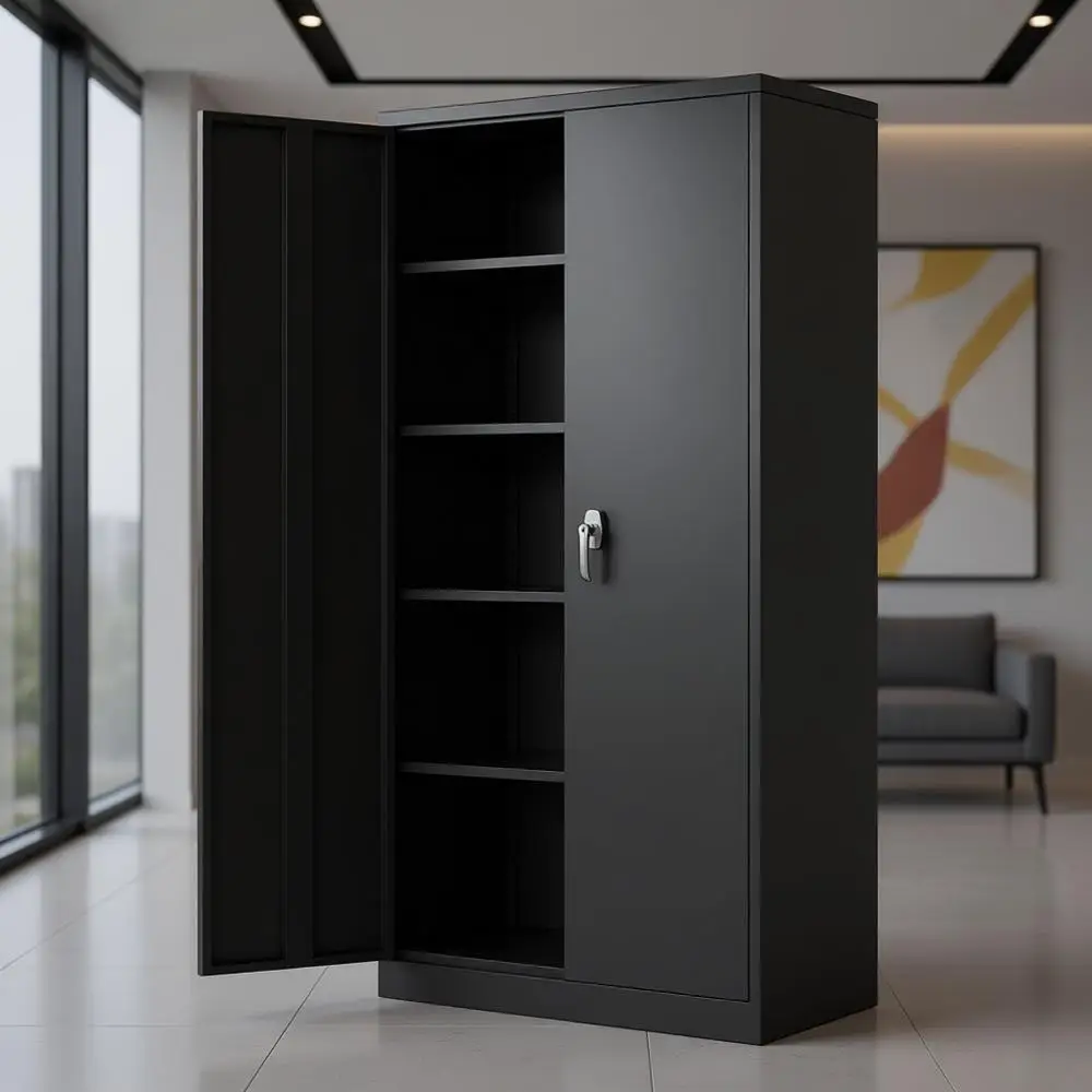 71 Tall Steel Storage Cabinet with 2 Lockable Doors and Adjustable Shelves for Home & Garage Use
71 Tall Steel Storage Cabinet with 2 Lockable Doors and Adjustable Shelves for Home & Garage Use