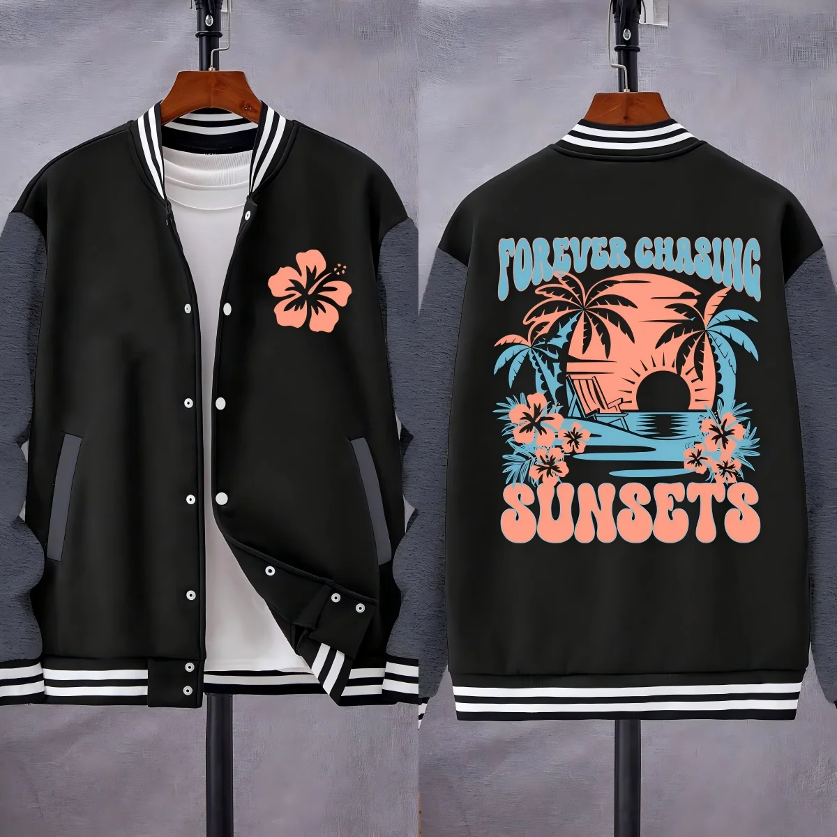 Forever Chasing Sunsets Beach Coconut Tree Print Baseball Uniform Man Casual Loose Clothes Fleece Autumn Jacket American Top
Forever Chasing Sunsets Beach Coconut Tree Print Baseball Uniform Man Casual Loose Clothes Fleece Autumn Jacket American Top