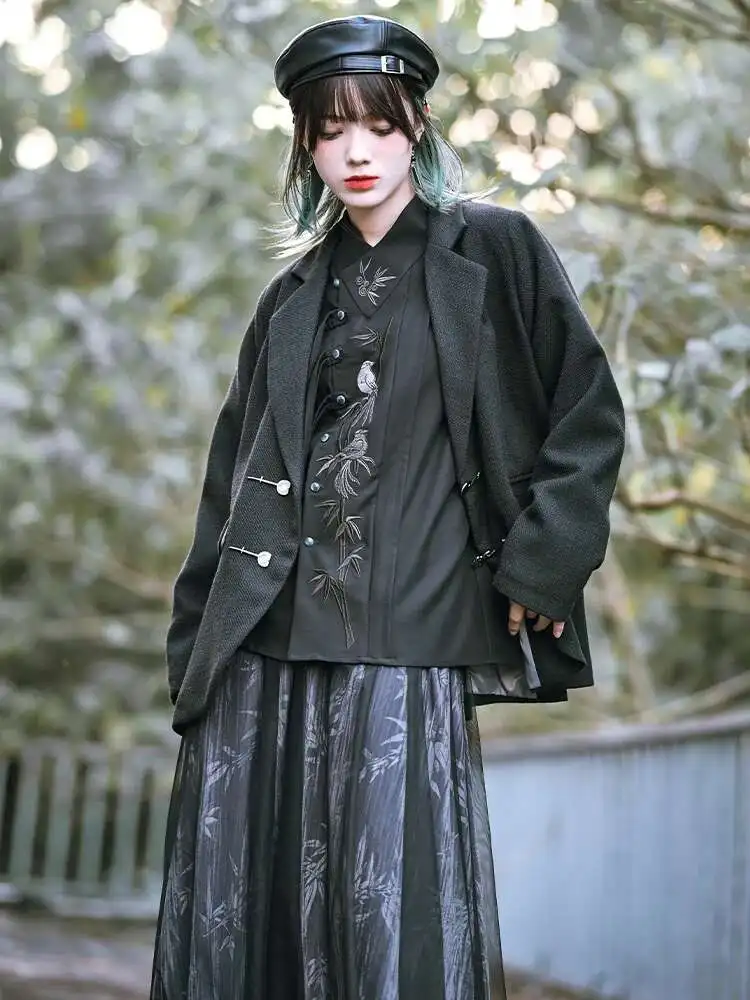 New Chinese Style National Style Han Elements Embroidery Black Long Sleeves Shirt Diagonal Placket Tops Loose And Comfortable
New Chinese Style National Style Han Elements Embroidery Black Long Sleeves Shirt Diagonal Placket Tops Loose And Comfortable