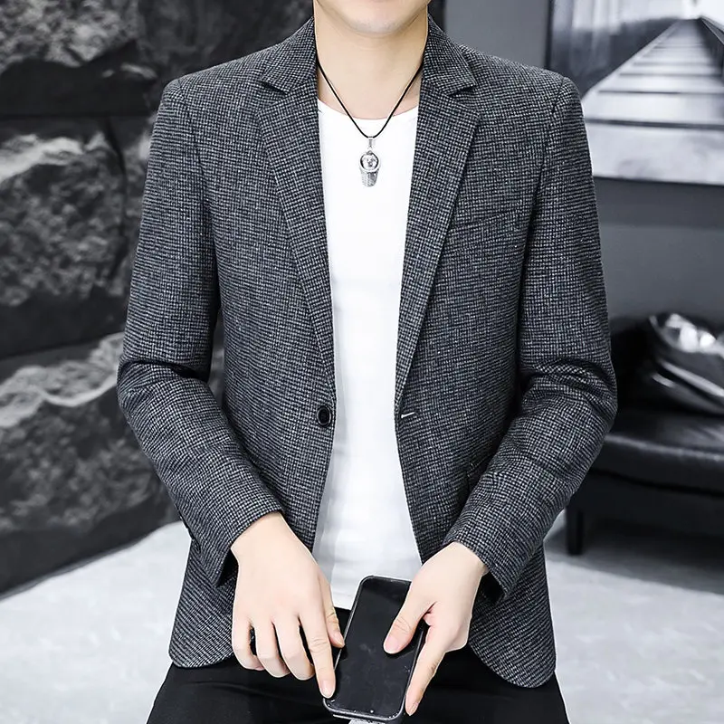 Men's Faionable Plaid Suit Casual Sle Spring Autumn Outerwear Soft Wool Blend Fabric Stand Fit Busin Casual Coat
Men's Faionable Plaid Suit Casual Sle Spring Autumn Outerwear Soft Wool Blend Fabric Stand Fit Busin Casual Coat