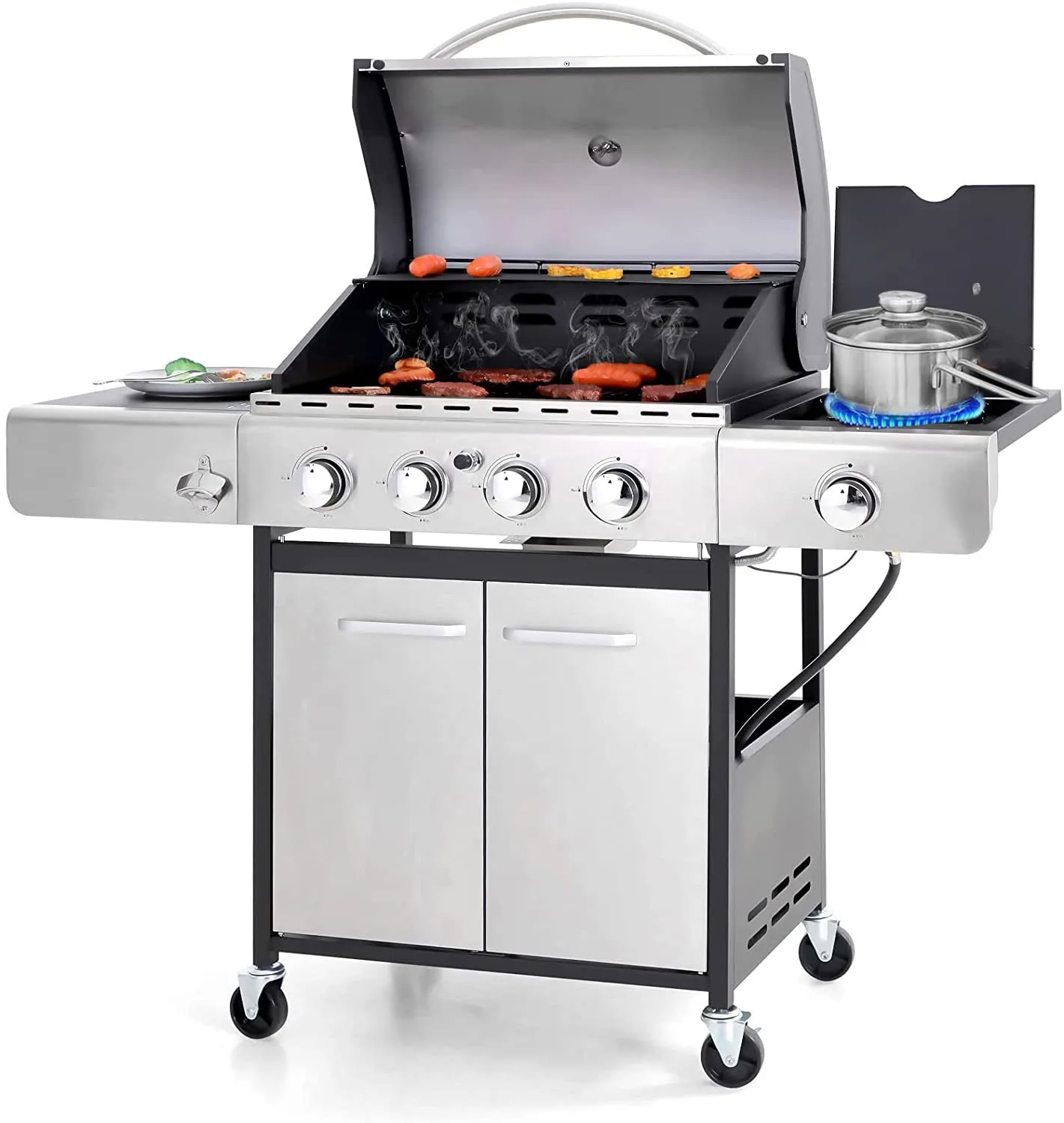 5 Burners Propane Gas Grill Stainless Steel Outdoor BBQ Cooking Griddle 42000BTU
5 Burners Propane Gas Grill Stainless Steel Outdoor BBQ Cooking Griddle 42000BTU