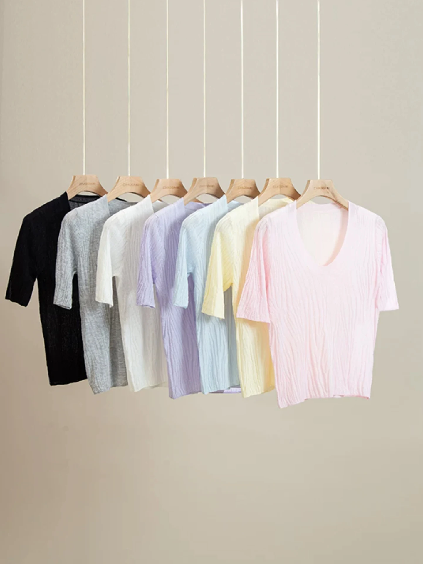 Spring Color Palette Lyocell Linen Acetate Lightweight Three-Dimensional Texture Basic European Style Wind T-Shirt
Spring Color Palette Lyocell Linen Acetate Lightweight Three-Dimensional Texture Basic European Style Wind T-Shirt