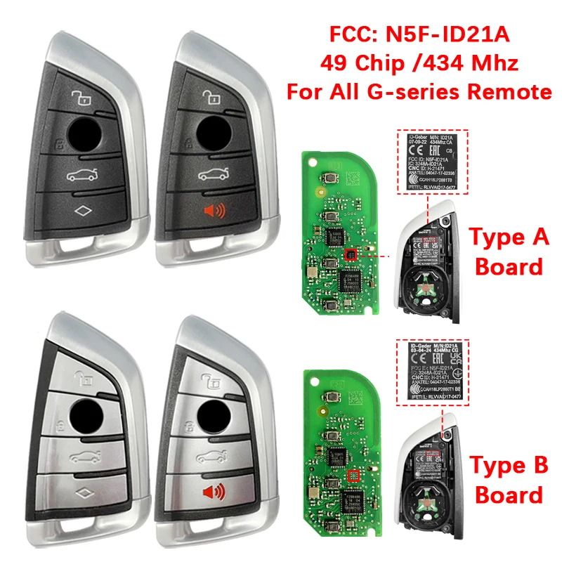 CN006133 Original Smart Key Fob Keyless Go N5F-ID21A IC: 3248A-ID21A 434MHZ 49 Chip For BMW 3 5 6 7 X3 X4 X5 X6 X7 All G Series
CN006133 Original Smart Key Fob Keyless Go N5F-ID21A IC: 3248A-ID21A 434MHZ 49 Chip For BMW 3 5 6 7 X3 X4 X5 X6 X7 All G Series