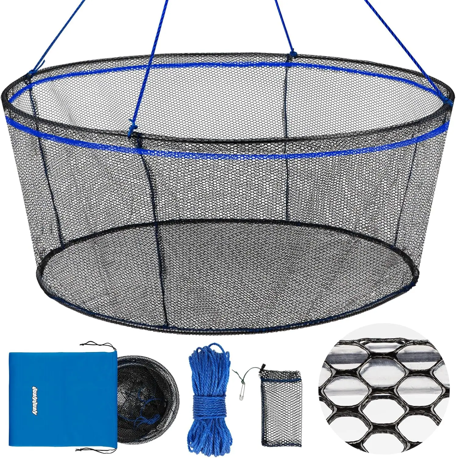 Foldable Fishing Net 31.5" Hoop, Heavy Duty Drop Net with Rope for Pier Fishing, Minnows, Crawfish & Shrimp
Foldable Fishing Net 31.5" Hoop, Heavy Duty Drop Net with Rope for Pier Fishing, Minnows, Crawfish & Shrimp
