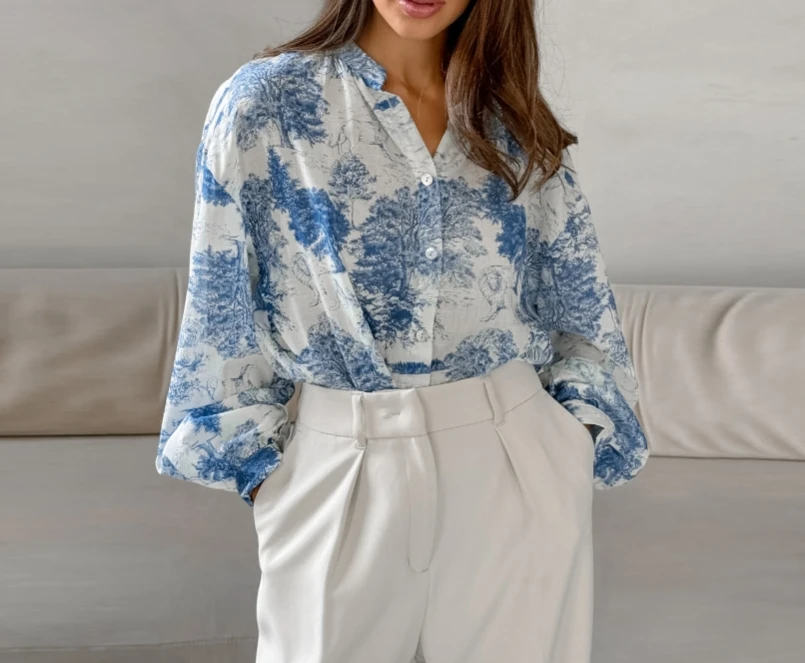 Women's Elegant Blouses 2024 Summer Autumn Latest Stand Up Collar Long Sleeve Loose Shirt Versatile Chinese Style Printed Top
Women's Elegant Blouses 2024 Summer Autumn Latest Stand Up Collar Long Sleeve Loose Shirt Versatile Chinese Style Printed Top