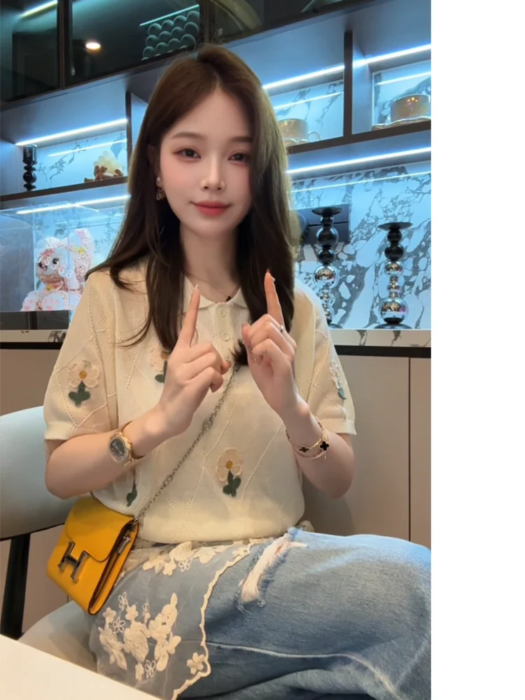 Xuanxuanchen Summer Thin Flower Knitted Short Sleeve Top Fashion Design Women's Casual Loose Fit Knitwear Neck Regular L...
Xuanxuanchen Summer Thin Flower Knitted Short Sleeve Top Fashion Design Women's Casual Loose Fit Knitwear Neck Regular L...