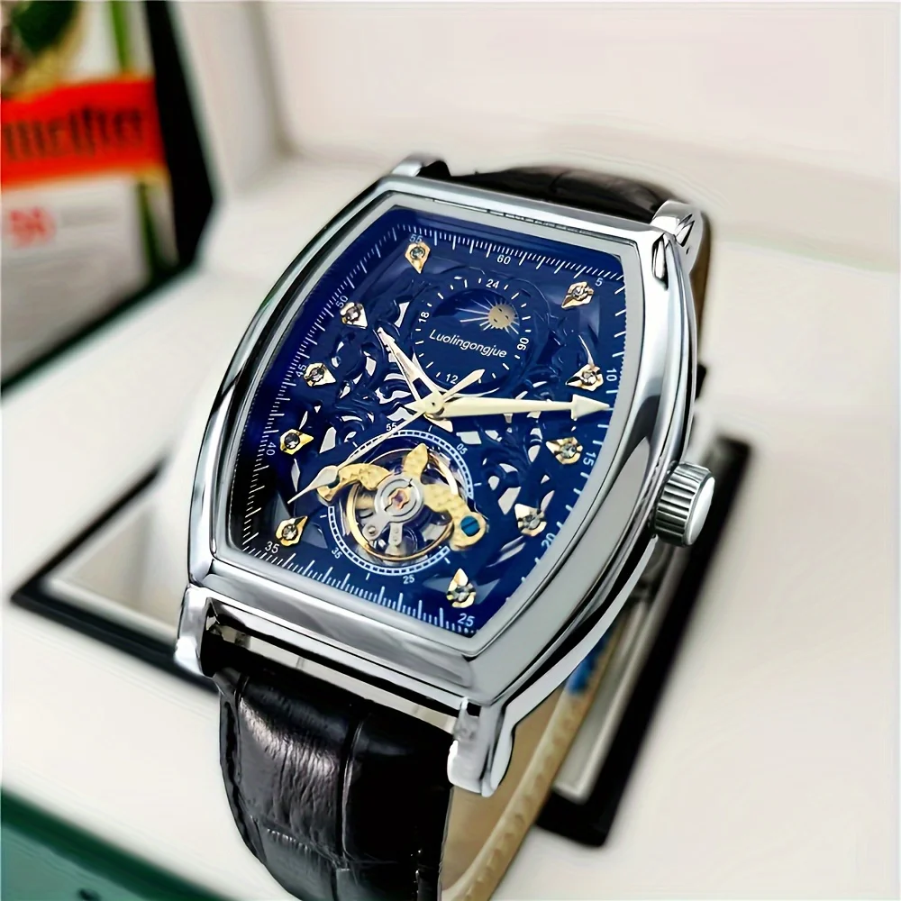 Top-Tier Luxury Business Men's Mechanical Watch, Automatic Winding, Skeleton Design, Barrel-Shaped Dial, Leather Strap, European and American Style High-End Fashion Casual Simple Personality Social Young Men's Watch, First Choice for Gift-Giving, Brand-Na
Top-Tier Luxury Business Men's Mechanical Watch, Automatic Winding, Skeleton Design, Barrel-Shaped Dial, Leather Strap, European and American Style High-End Fashion Casual Simple Personality Social Young Men's Watch, First Choice for Gift-Giving, Brand-Na
