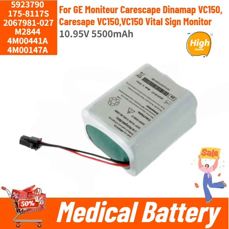 Brand New 4M00441A 175-8117S 10.95V 5500mAh Medical Battery for GE Moniteur Carescape Dinamap VC150, M2844,5835030,5923790
Brand New 4M00441A 175-8117S 10.95V 5500mAh Medical Battery for GE Moniteur Carescape Dinamap VC150, M2844,5835030,5923790
