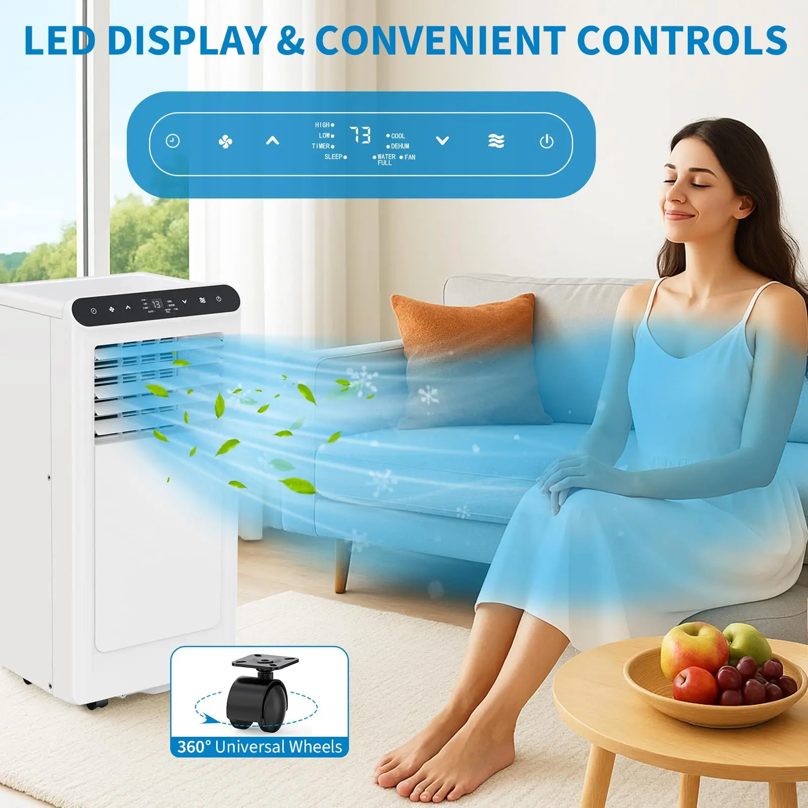 8000 BTU Portable Air Conditioners, 3 in 1 Smart Compact AC Unit, Personal Room Cooler, fan, Dehumidifier, Window Kit, Easy Mobility, for Home & Office up to 350 Sq.Ft.
8000 BTU Portable Air Conditioners, 3 in 1 Smart Compact AC Unit, Personal Room Cooler, fan, Dehumidifier, Window Kit, Easy Mobility, for Home & Office up to 350 Sq.Ft.